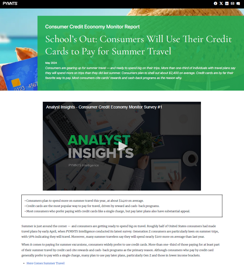 The Credit Economy: Consumer Credit Summer Travel